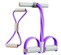 21 Fitness Resistance Bands-4 Tube Pedal Ankle Puller, AB Training Auxiliary Device with Bands, Pedal Resistance Band with Handle, Workout Equipment for Women Men (Purple A)