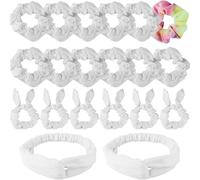 21 gomas blancas para el pelo para batik, lazo de algodón, gomas elásticas para el pelo, turbante antideslizante, 3 tipos de actividades de fiesta, accesorios para el cabello para niñas y mujeres