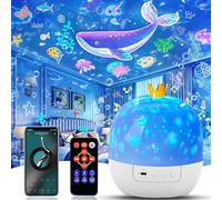 21 juegos de películas, proyector de luces nocturnas para habitación de niños, control remoto y altavoz Bluetooth, ruido blanco, rotación de 360°, proyector de estrellas para niñas y bebés para
