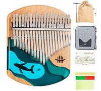 21 Keys Kalimba Thumb Piano, Portable Finger Piano with Kalimba Song Book Instructions, Tuning Hammer, Exquisite piano bag & More! Gift for Kids Adult Beginners Professionals, Beechwood & Ocean Blue O