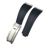 21 mm de 20 mm nuevas bandas de reloj de metal curvado solo para DateJust M126300 M126334 Accesorios Correa de silicona de rubor negro