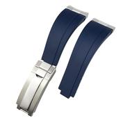 21 mm de 20 mm nuevas bandas de reloj de metal curvado solo para DateJust M126300 M126334 Accesorios Correa de silicona de rubor negro