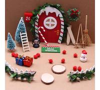 21 Pieces Wichteltür Set, Wichteltür Accesories Set, Decoración de bricolaje para Navidad, Decoración de madera miniatura con luz, Decoración de madera con luz, Contiene Wichteltür y otros accesorios