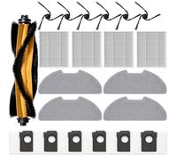21 Piezas Accesorios Compatibles con Dreame D20 Air Plus, 1 Cepillo Principal, 6 Cepillos Laterales, 4 Filtros, 4 Mopas Lavables, 6 Bolsas para Polvo, Kit de Recambios para Robot Aspirador