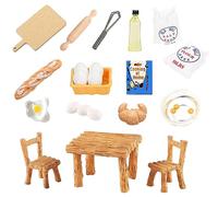 21 Piezas de Cocina de Duendes en Miniatura, Accesorios para Hornear de Duendes, Accesorios de casa de muñecas en Miniatura, Silla de Mesa en Miniatura, Rodillo de Huevos