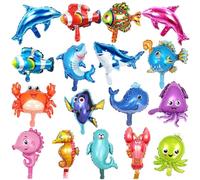 21 Piezas De Globos De Animales Marinos, Globos De Película De Aluminio De Dibujos Animados, Globos Atmosféricos, Adecuados Para Decoraciones De Fiestas De Cumpleaños Infantiles