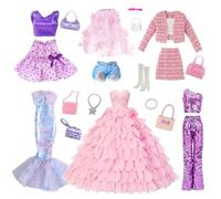 21 piezas de ropa de muñeca para muñecas de 11.5 pulgadas compatible con vestido de princesa sin tirantes Barbie conjunto de punto grueso conjunto de lentejuelas conjunto de pétalos de cuello conjunto