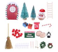 21 Piezas Miniatura Puerta Elfo Navidad Accesorios Kit De Puerta Con Diseño De Elfo Kit Puerta Mágica Elfo Navidad Accesorios Casa De Muñecas Con Puerta De Hadas, Escalera, Escoba, Árbol De Navidad