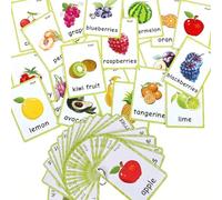 21 Tarjetas didácticas de Frutas, Tarjetas para Aprender Las primeras Palabras en inglés para Profesores/terapeutas de Autismo, Materiales de Ayuda para la enseñanza de ESL en casa y Herramientas