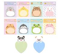 210 notas adhesivas de animales de dibujos animados, notas adhesivas de animales de dibujos animados lindas y lindas, tiras creativas de estilo animal, notas adhesivas cuadradas y bonitas (10 estilos)