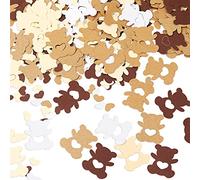 210 piezas con forma de oso con confeti de corazón para baby shower, crema de papel marrón, confeti de mesa de oso para niños y niñas, decoración de mesa de fiesta (oso amoroso)