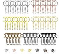 210 Piezas Llavero Anillos Kit, Abierto Jump Rings Conectores, Tornillo Pequeño Ojo Pins Ganchos para DIY Llavero Artesanía y Joyería
