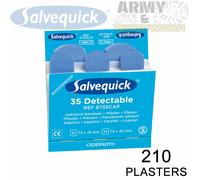 210 X Salvequick Azul Detectable Impermeable Adhesivo Curitas Repuesto