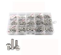 2100-400pcs M2 M2.5 M3 M4 M5 304 Tornillo de acero inoxidable Allen Hexagon Hex Socket Button Tornillo de cabeza redonda Tuerca Arandela Set Kit-M2M2.5M3-625pcs