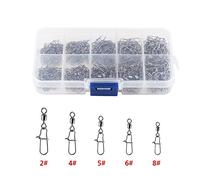 210pcs Anillos Giratorios Conector de Pesca 2 4 5 6 8 Pinzas de Giro Accesorios de Pesca Conector de Clip Snap Spinner con Broches de Presión