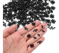 210uds Mini Insectos de Resina para Halloween, Murciélagos Serpientes y Arañas en Miniatura Pequeñas Criaturas para Manualidades Jardines Hadas Micropaisajismo y Decoraciones de Fiesta (Negro)