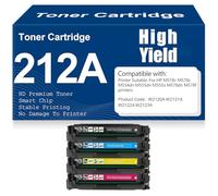 212A Negro Cian Amarillo Magenta Cartuchos de tóner Compatible con W2120A W2121A W2122A W2123A Tóner para HP M578c M578z M554dn M555dn M555x M578dn M578f Impresora con Chip,4Pack-212A