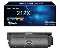 212X 212A Cartuchos Tóner (con Chip) Compatible para HP 212X 212A W2120A W2120X Tóner para HP Color LaserJet M555dn M554dn M555x M554 M555 MFP M578 M578dn M578f M578c Impresora,BK-1 Pack