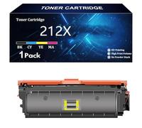212X 212A Cartuchos Tóner (con Chip) Compatible para HP 212X 212A W2120A W2120X Tóner para HP Color LaserJet M555dn M554dn M555x M554 M555 MFP M578 M578dn M578f M578c Impresora,Y-1 Pack