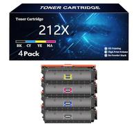 212X 212A Cartuchos Tóner (con Chip) Compatible para HP 212X 212A W2120A W2120X Tóner para HP Color LaserJet M555dn M554dn M555x M554 M555 MFP M578 M578dn M578f M578c Impresora,4 Color-4 Pack