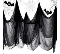 215 x 500 cm Gasa Sangrienta Halloween | Gasa para decoración gótica | Tela Espeluznante Gigante para Casa Embrujada, Puertas, Ventanas y Exteriores (negro)