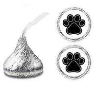 216 etiquetas adhesivas con diseño de huellas de besos de animales, para regalar en fiestas, cualquier evento, decoración de hersheys, regalo, Negro