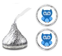 216 etiquetas de besos de lechuza, pegatinas de animales para regalos de fiesta, baby Sprinkle, cumpleaños Hersheys decoraciones, regalo de sellador de sobres (azul)