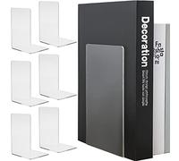 21745 - Sujetalibros de acrílico, 6 unidades, 18,5 x 12 x 12 cm, organizador de organza, para oficina y hogar, acrílico transparente en diseño elegante, cuidado con los muebles, color acrílico