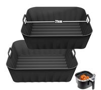 21CM Molde Silicona Cuadrado Freidora de Aire, 2 Piezas Accesorios Reutilizables en lugar de Papel de Horno para COSORI Ninja Cecotec 4.7L 5.5L 6L