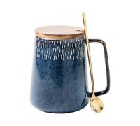 21OZ Extra Large Ceramic Coffee Mug with A Big Handle,Jumbo Tea and Coffee Cup for Office and Home,Dishwasher and Microwave Safe,With Spoon and Wooden