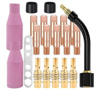 21Pz Accesorios de Soldadura Consumibles de Máquina de Soldadura, 10 Punta de Contacto M6 1,2mm, 5 Soporte de Boquilla, 2 Aislante, 1 Herramienta para Antorcha de Soldadura MB15AK MIG MAG (1,2mm)