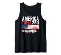 21st Birthday 250th Anniversary USA Patriotic 4th of July Camiseta sin Mangas