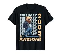 21st Birthday Cool Bear February 2005 Vintage 21 Years Old Camiseta