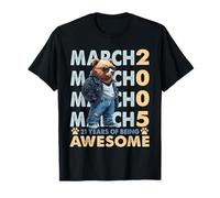 21st Birthday Cool Bear March 2005 Vintage 21 Years Old Camiseta