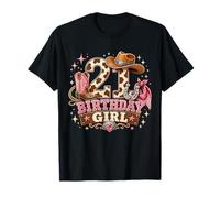 21st Birthday Girl Pink 21 Years Old Cowgirl Western Rodeo Camiseta