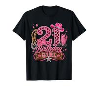 21st Birthday Girl Pink 21 Years Old Cowgirl Western Rodeo Camiseta