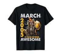 21st Birthday Raccoon Beer March 2005 Vintage 21 Years Old Camiseta