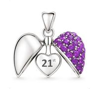 21st feliz cumpleaños Charm con forma de corazón abalorios encaja pandora mujer charm pulsera - Plata de ley 925 dijes - 21