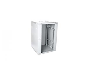 21U wall mounting cabinet 19" rack 600x600, glass door, ununmounted, 60kg, grey (RAL 7035)