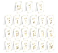21uds Números Mesa Boda Dorados, Delicadas Tarjetas Números Mesa Doble Cara 1 al 20 con Lámina Dorada Números Mesa para Letreros Mesa Recepción Boda Suministros Ideales para Banquetes Boda