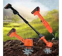 21V Mini sin conexión con 2 baterías y polos, Cultivador eléctrico ligero para la suelta de suelo de latín de suelo Jardín, lavado y excavación, Herramienta de la mano erróneómica para el cuidado del