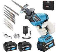 21V Sierra de Sable, 18000 RPM Sierra Sable Inalámbrica, Sierra Recíproca con luz LED y 2 baterías de 4000mAh, 8 Cuchillas, para Metal, Madera, Tuberías de PVC, Poda de Árboles
