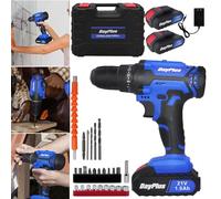 21V Taladro Atornillador Batería Kit, Taladro Atornillador Electrico con 2x1,5Ah Baterías, 26Pcs Kit Destornillador Eléctrico, 42Nm Máx Trompo de Bateria, 25+1 Ajuste de Par, 2 Velocidad, LED Luz