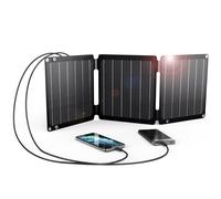 21W Cargador Solar Portátil, BigBlue Panel Solar Plegable con 2 Puertos USB-A y USB-C (5V/4,2A MAX), IP68 Cargador de Panel Solar Pequeño Compatible con Celular, Tableta, Power Bank para Acampar