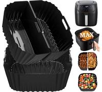 22-25cm Molde Silicona Freidora de Aire Para Cecotec 8L, Russell Hobbs 8L, Tristar 8L, Princess 8L,Reutilizable Cuadrado Airfryer Accessoire para Freidora sin Aceite, Microondas, Horno (3PCS)