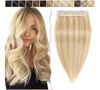 22"(55cm) SEGO Extensiones de Clip de Pelo Natural Una Pieza [Muy Gruesa] #18/613 Rubio Ceniza/Blanqueador Rubio 100% Remy Cabello Humano 3/4 Cabeza Completa Liso Postizos para Mujer (100g)