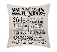 22 Aniversario de Boda Funda de Cojín 18x18 Pulgadas 22 Años de Matrimonio Regalo de Bodas Decoración para Parejas Padres Mujeres Hombres Marido Esposa Mamá Papá Amigos(22)