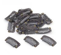 22 clips de extensión de pelo de metal, clips negros en forma de U con goma suave para pelucas de mujer, extensiones de cabello DIY (marrón)