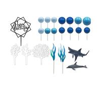 ＡＷＨＡＯ 22 figuras de delfines y tiburones para decorar tartas, como regalo de bricolaje, para bodas, showers.