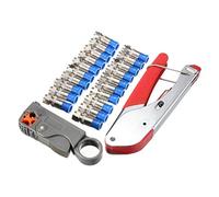 22 - Piece Cable Crimping Tool Kit | Expert RG6 Coaxial F - Head Crimper/Wire Stripper/Cutter Set | Weatherproof Connectors for Indoor & Outdoor Use | Full Metal Construction